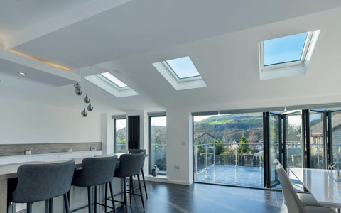 Inside a solid conservatory roof