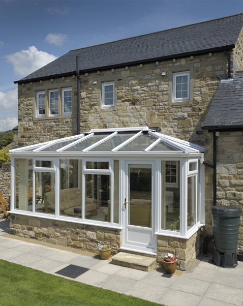 White upvc conservatory using Smartglass glazing