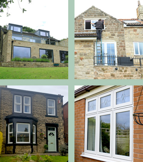 Montage of homes with double glazing
