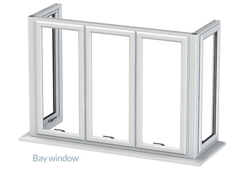 White uPVC Bay window frame illustration