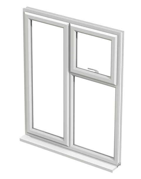White uPVC casement window frame