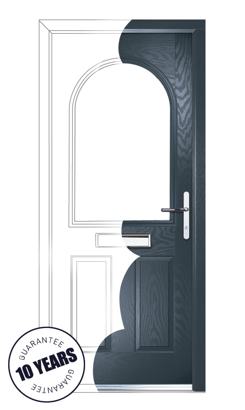 uPVC door with woodgrain closeup