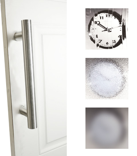 Door handle and glass samples