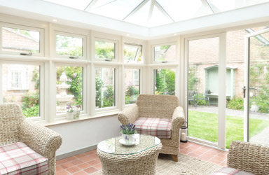 Interior of a large uPVC conservatory