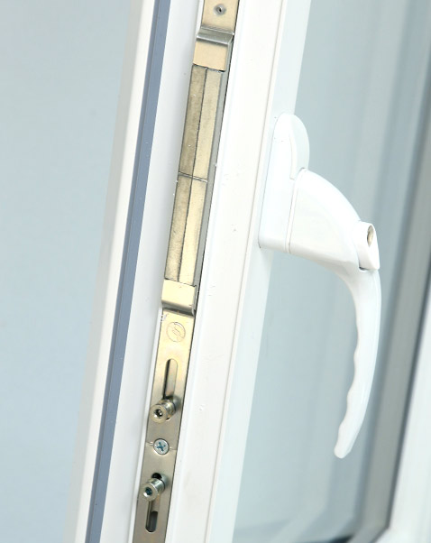 Closeup of handle and uPVC frame