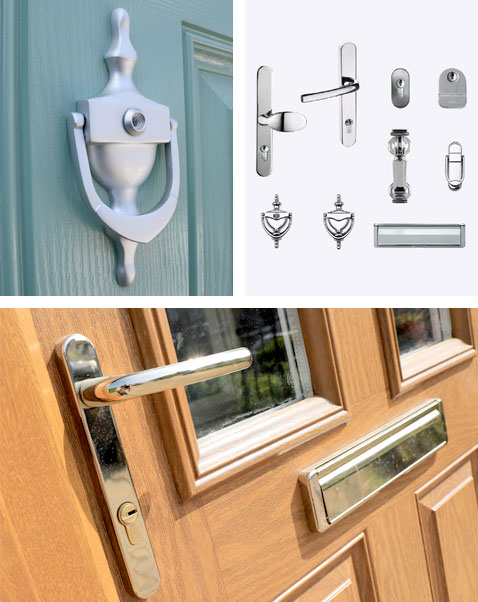 Front door handles, letterplates and knockers