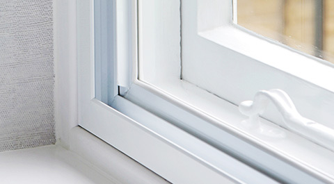 Closeup of secondary glazing window