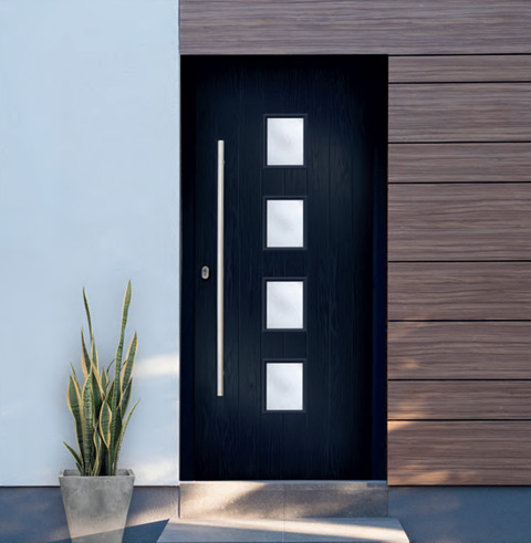 Modern black solid core composite door