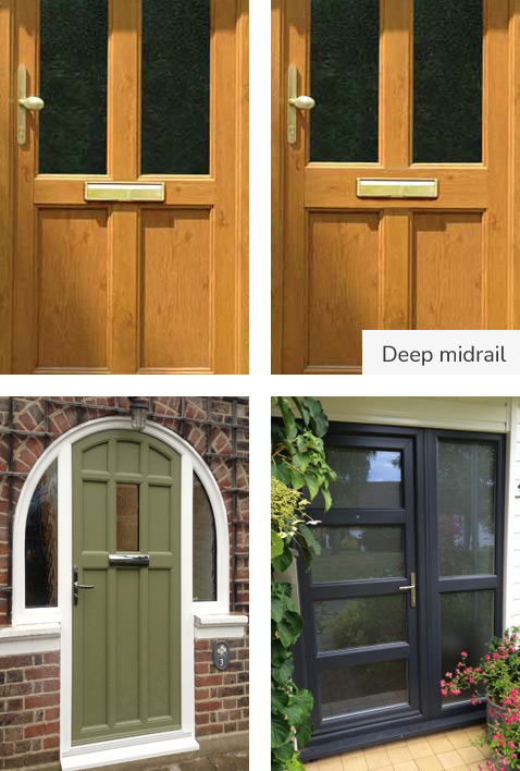 Examples of uPVC door midrails and sidepanels
