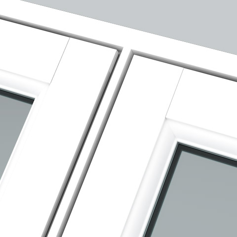White 80mm uPVC flush sash window closeup