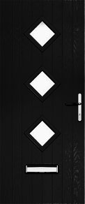 Black Cottage 3 Diamond Composite Door